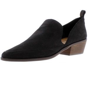 Lucky Brand Womens Mahzan Black Leather Slip On Casual Loafer Heels Shoes NEW